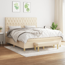 vidaXL krémszínű szövet rugós ágy matraccal 160 x 200 cm ágy és ágykellék