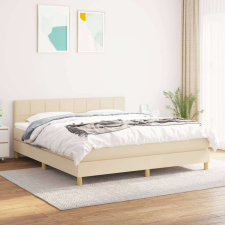 vidaXL krémszínű szövet rugós ágy matraccal 160 x 200 cm ágy és ágykellék