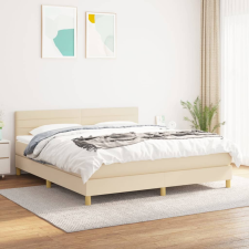 vidaXL krémszínű szövet rugós ágy matraccal 180 x 200 cm ágy és ágykellék