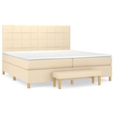 vidaXL krémszínű szövet rugós ágy matraccal 200 x 200 cm ágy és ágykellék