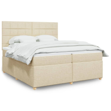 vidaXL krémszínű szövet rugós ágy matraccal 200 x 200 cm ágy és ágykellék