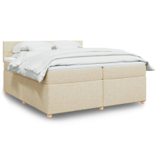 vidaXL krémszínű szövet rugós ágy matraccal 200 x 200 cm ágy és ágykellék