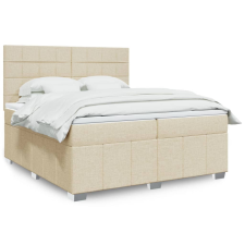 vidaXL krémszínű szövet rugós ágy matraccal 200 x 200 cm ágy és ágykellék