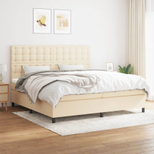 vidaXL krémszínű szövet rugós ágy matraccal 200 x 200 cm ágy és ágykellék
