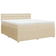 vidaXL krémszínű szövet rugós ágy matraccal 200 x 200 cm (3287582) ágy és ágykellék