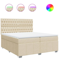 vidaXL krémszínű szövet rugós ágy matraccal 200 x 200 cm (3294087) ágy és ágykellék