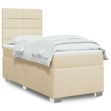 vidaXL krémszínű szövet rugós ágy matraccal 90 x 190 cm ágy és ágykellék