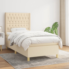 vidaXL krémszínű szövet rugós ágy matraccal 90 x 200 cm ágy és ágykellék