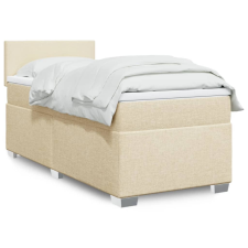 vidaXL krémszínű szövet rugós ágy matraccal 90 x 200 cm ágy és ágykellék