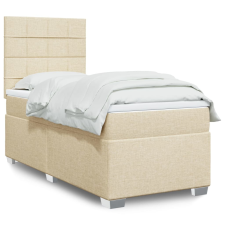vidaXL krémszínű szövet rugós ágy matraccal 90 x 200 cm ágy és ágykellék