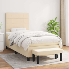 vidaXL krémszínű szövet rugós ágy matraccal 90 x 200 cm ágy és ágykellék
