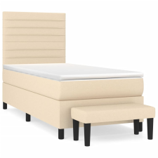 vidaXL krémszínű szövet rugós ágy matraccal 90 x 200 cm (3136650) ágy és ágykellék