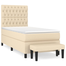 vidaXL krémszínű szövet rugós ágy matraccal 90 x 200 cm (3136810) ágy és ágykellék