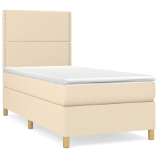 vidaXL krémszínű szövet rugós ágy matraccal 90 x 200 cm (3142230) ágy és ágykellék