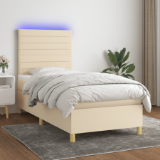 vidaXL krémszínű szövet rugós és LED-es ágy matraccal 100x200 cm ágy és ágykellék