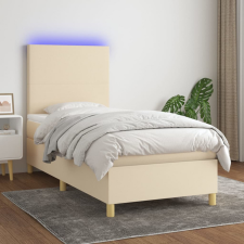vidaXL krémszínű szövet rugós és LED-es ágy matraccal 100x200 cm ágy és ágykellék