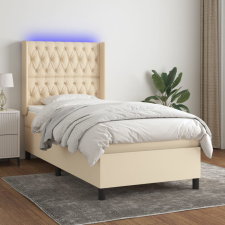 vidaXL krémszínű szövet rugós és LED-es ágy matraccal 100x200 cm ágy és ágykellék