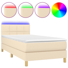 vidaXL krémszínű szövet rugós és LED-es ágy matraccal 100x200 cm (3133698) ágy és ágykellék