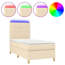 vidaXL krémszínű szövet rugós és LED-es ágy matraccal 100x200 cm (3135418) ágy és ágykellék