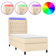 vidaXL krémszínű szövet rugós és LED-es ágy matraccal 100x200 cm (3138538) ágy és ágykellék