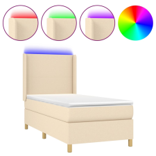 vidaXL krémszínű szövet rugós és LED-es ágy matraccal 100x200 cm (3138698) ágy és ágykellék