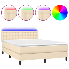 vidaXL krémszínű szövet rugós és LED-es ágy matraccal 140x190cm (3133474) ágy és ágykellék