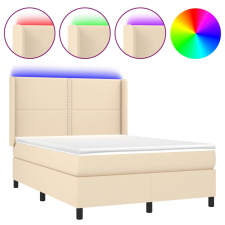 vidaXL krémszínű szövet rugós és LED-es ágy matraccal 140x190cm (3138234) ágy és ágykellék