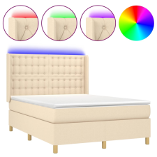 vidaXL krémszínű szövet rugós és LED-es ágy matraccal 140x190cm (3139194) ágy és ágykellék