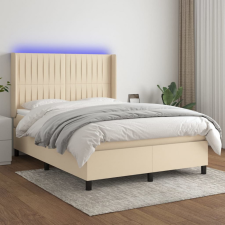 vidaXL krémszínű szövet rugós és LED-es ágy matraccal 140x200 cm ágy és ágykellék