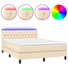 vidaXL krémszínű szövet rugós és LED-es ágy matraccal 140x200 cm (3133402) ágy és ágykellék
