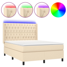 vidaXL krémszínű szövet rugós és LED-es ágy matraccal 140x200 cm (3138562) ágy és ágykellék
