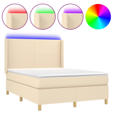 vidaXL krémszínű szövet rugós és LED-es ágy matraccal 140x200 cm (3138722) ágy és ágykellék