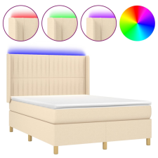 vidaXL krémszínű szövet rugós és LED-es ágy matraccal 140x200 cm (3139042) ágy és ágykellék