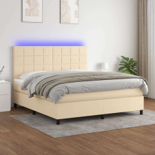 vidaXL krémszínű szövet rugós és LED-es ágy matraccal 160x200 cm ágy és ágykellék