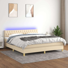vidaXL krémszínű szövet rugós és LED-es ágy matraccal 160x200 cm ágy és ágykellék