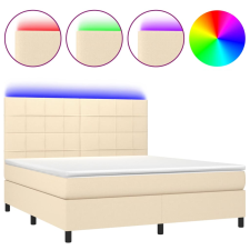 vidaXL krémszínű szövet rugós és LED-es ágy matraccal 160x200 cm (3134890) ágy és ágykellék