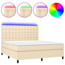 vidaXL krémszínű szövet rugós és LED-es ágy matraccal 160x200 cm (3135210) ágy és ágykellék