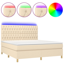 vidaXL krémszínű szövet rugós és LED-es ágy matraccal 160x200 cm (3135690) ágy és ágykellék