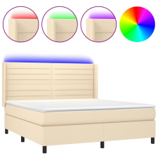 vidaXL krémszínű szövet rugós és LED-es ágy matraccal 160x200 cm (3138410) ágy és ágykellék