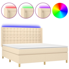 vidaXL krémszínű szövet rugós és LED-es ágy matraccal 160x200 cm (3139210) ágy és ágykellék