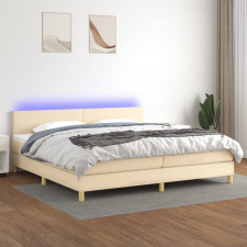 vidaXL krémszínű szövet rugós és LED-es ágy matraccal 200 x 200 cm ágy és ágykellék