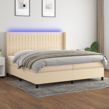 vidaXL krémszínű szövet rugós és LED-es ágy matraccal 200 x 200 cm ágy és ágykellék