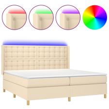 vidaXL krémszínű szövet rugós és LED-es ágy matraccal 200 x 200 cm (3139226) ágy és ágykellék
