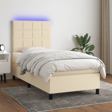 vidaXL krémszínű szövet rugós és LED-es ágy matraccal 90x190 cm ágy és ágykellék