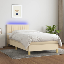vidaXL krémszínű szövet rugós és LED-es ágy matraccal 90x190 cm ágy és ágykellék