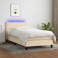 vidaXL krémszínű szövet rugós és LED-es ágy matraccal 90x200 cm ágy és ágykellék