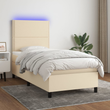 vidaXL krémszínű szövet rugós és LED-es ágy matraccal 90x200 cm ágy és ágykellék