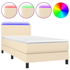 vidaXL krémszínű szövet rugós és LED-es ágy matraccal 90x200 cm (3132970) ágy és ágykellék