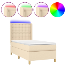 vidaXL krémszínű szövet rugós és LED-es ágy matraccal 90x200 cm (3139170) ágy és ágykellék