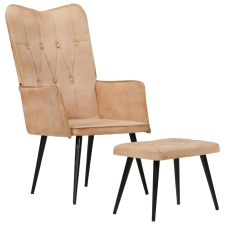 vidaXL krémszínű vászon magas háttámlájú fotel lábtartóval bútor